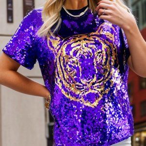 Mardi Gras Sequin Tiger Shirt